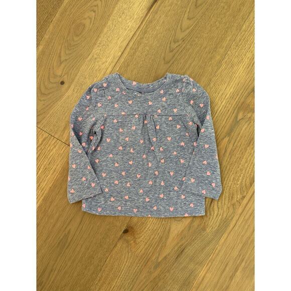 Circo Girls Pink and Purple Heart Heathered Long Sleeve Crew Neck Shirt Size 12M - Picture 2 of 7